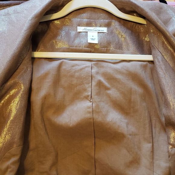KENNETH COLE New York Brown Gold Metallic Zip Up Vest 90's Y2K Size Small - Picture 9 of 13